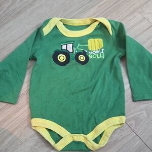 John Deere Green and Yellow Baby Bodysuit with Tractor Logo
